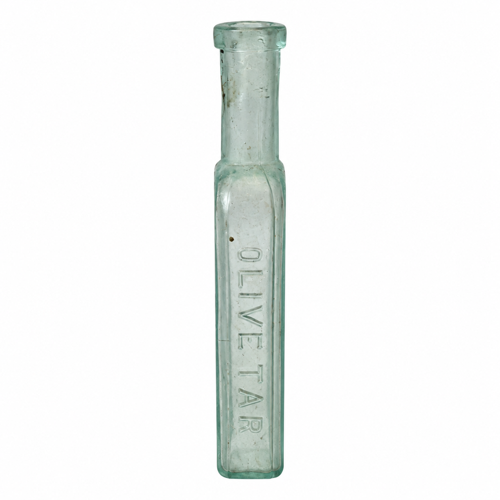 Set of Four Antique American Medicine Bottles in Aqua Glass