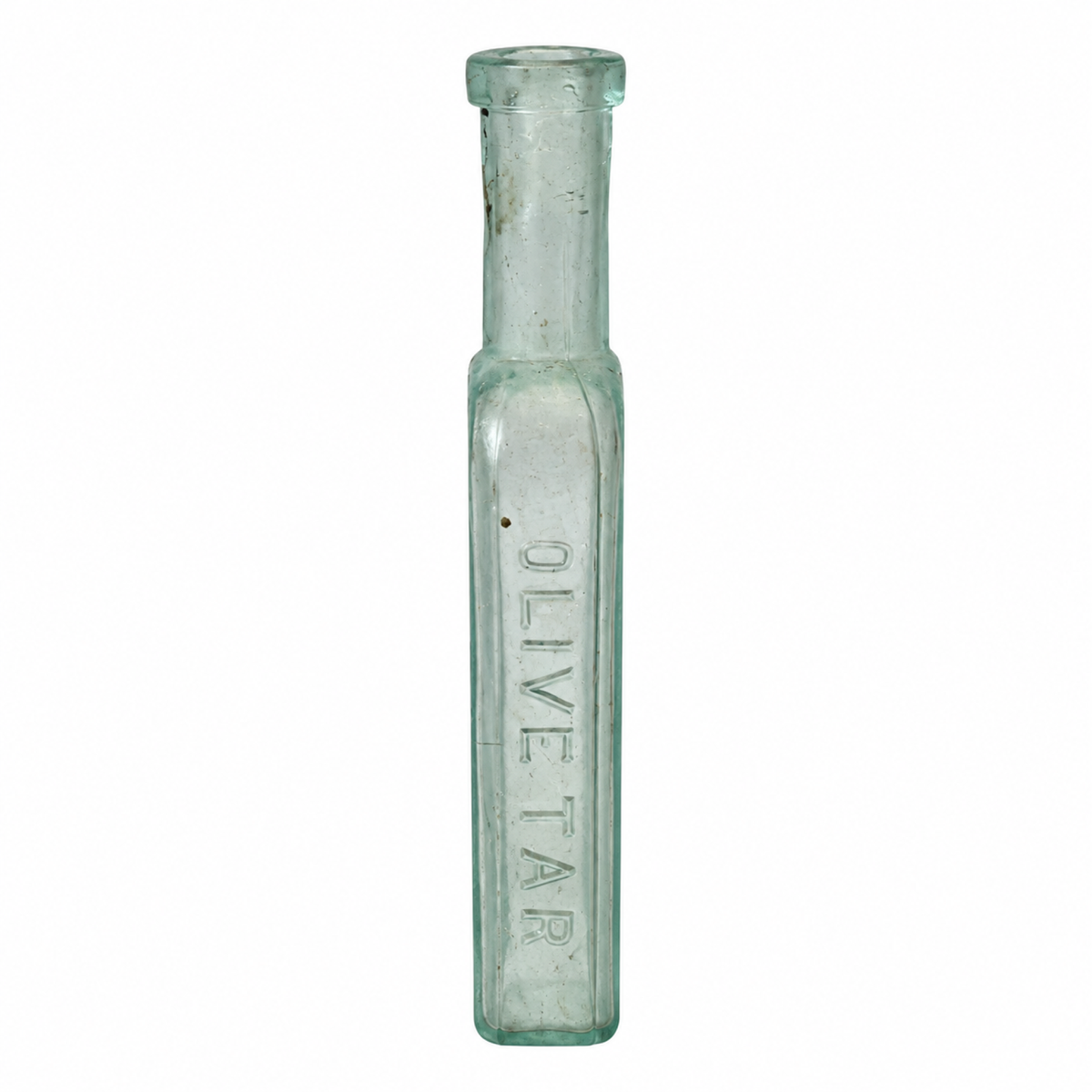 Set of Four Antique American Medicine Bottles in Aqua Glass