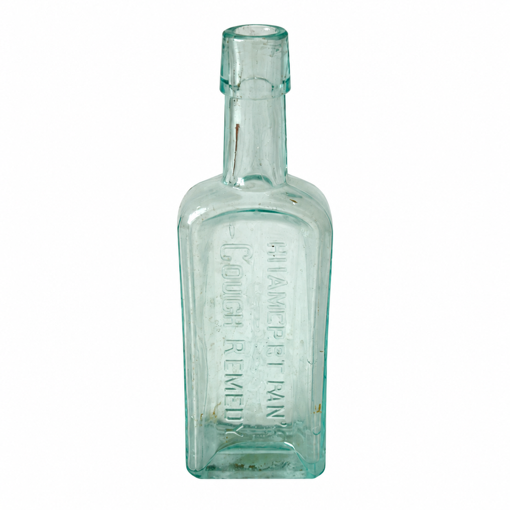 Set of Four Antique American Medicine Bottles in Aqua Glass