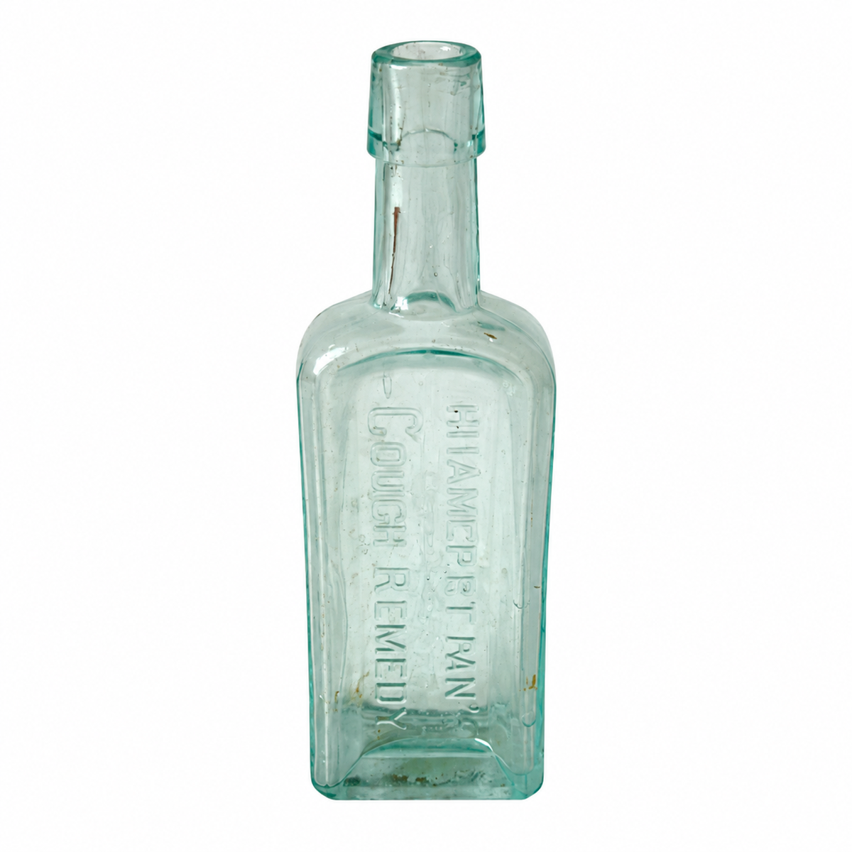 Set of Four Antique American Medicine Bottles in Aqua Glass