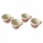Set of Four Syracuse China Coffee Cups, Roxbury Pattern, Vintage, 1970