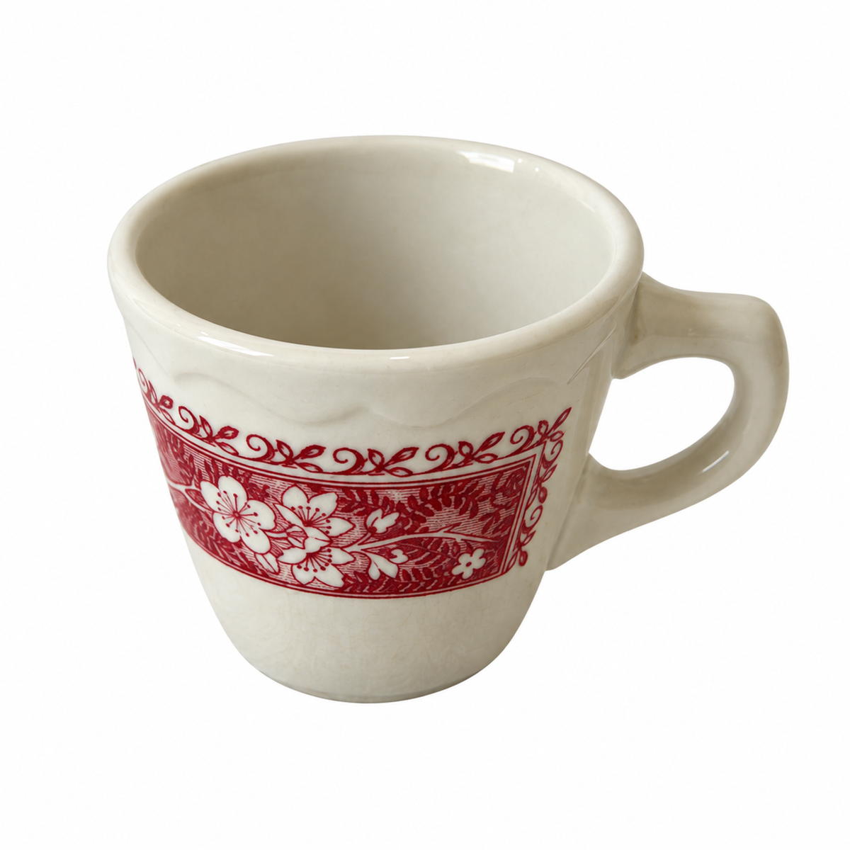 Set of Four Syracuse China Coffee Cups, Roxbury Pattern, Vintage, 1970