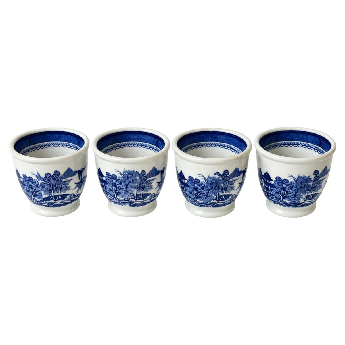 Set of Four Vintage Shenango China Blue Willow Bowls, 1950s