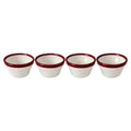 Set of Four REGO White Bowls with Burgundy Rims, Restaurantware