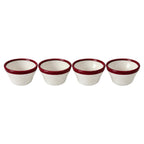 Set of Four REGO White Bowls with Burgundy Rims, Restaurantware