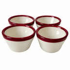 Set of Four REGO White Bowls with Burgundy Rims, Restaurantware