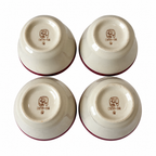 Set of Four REGO White Bowls with Burgundy Rims, Restaurantware