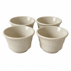 Set of Four Shenango China Custard Cups, Off-White Ribbed Design, 1950