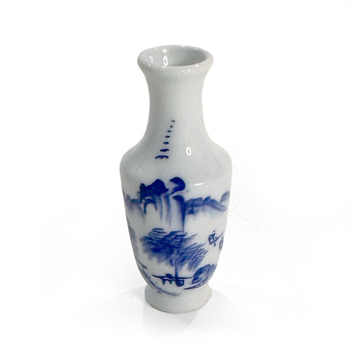 Set of Miniature Japanese Blue and White Porcelain Vases