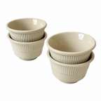 Set of Four Shenango China Custard Cups, Off-White Ribbed Design, 1950