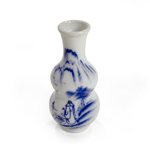 Set of Miniature Japanese Blue and White Porcelain Vases
