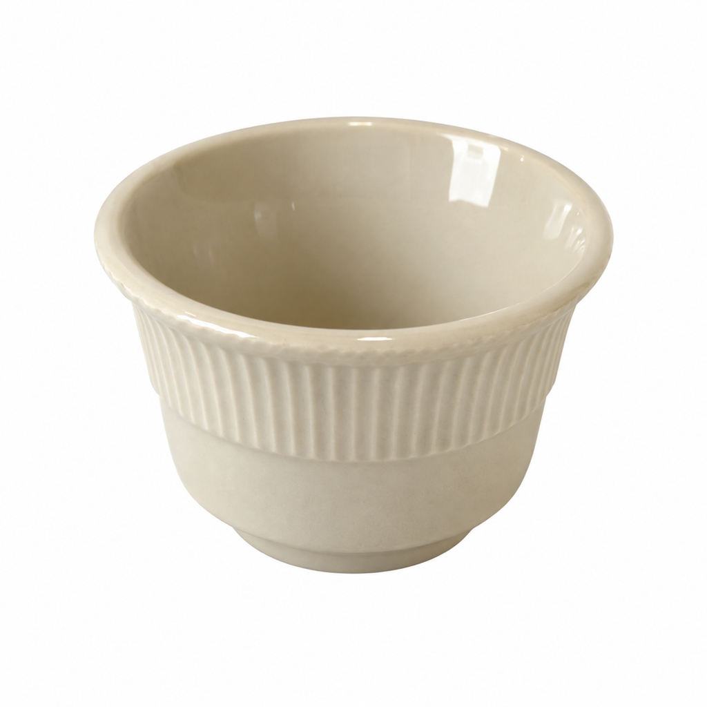 Set of Four Shenango China Custard Cups, Off-White Ribbed Design, 1950