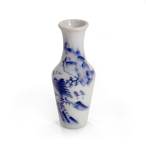 Set of Miniature Japanese Blue and White Porcelain Vases