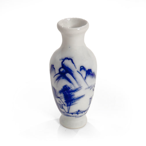 Set of Miniature Japanese Blue and White Porcelain Vases
