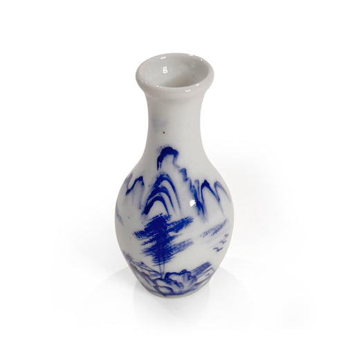 Set of Miniature Japanese Blue and White Porcelain Vases