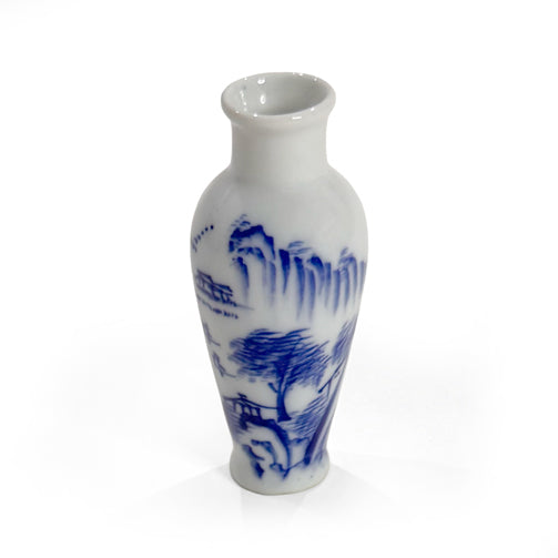 Set of Miniature Japanese Blue and White Porcelain Vases