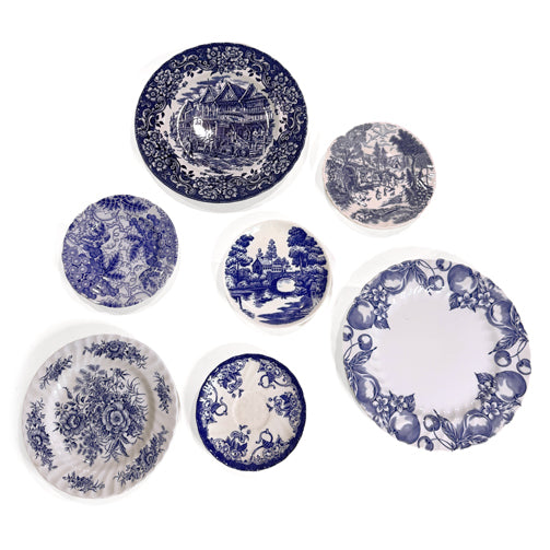 Blue and White Porcelain Plate Set