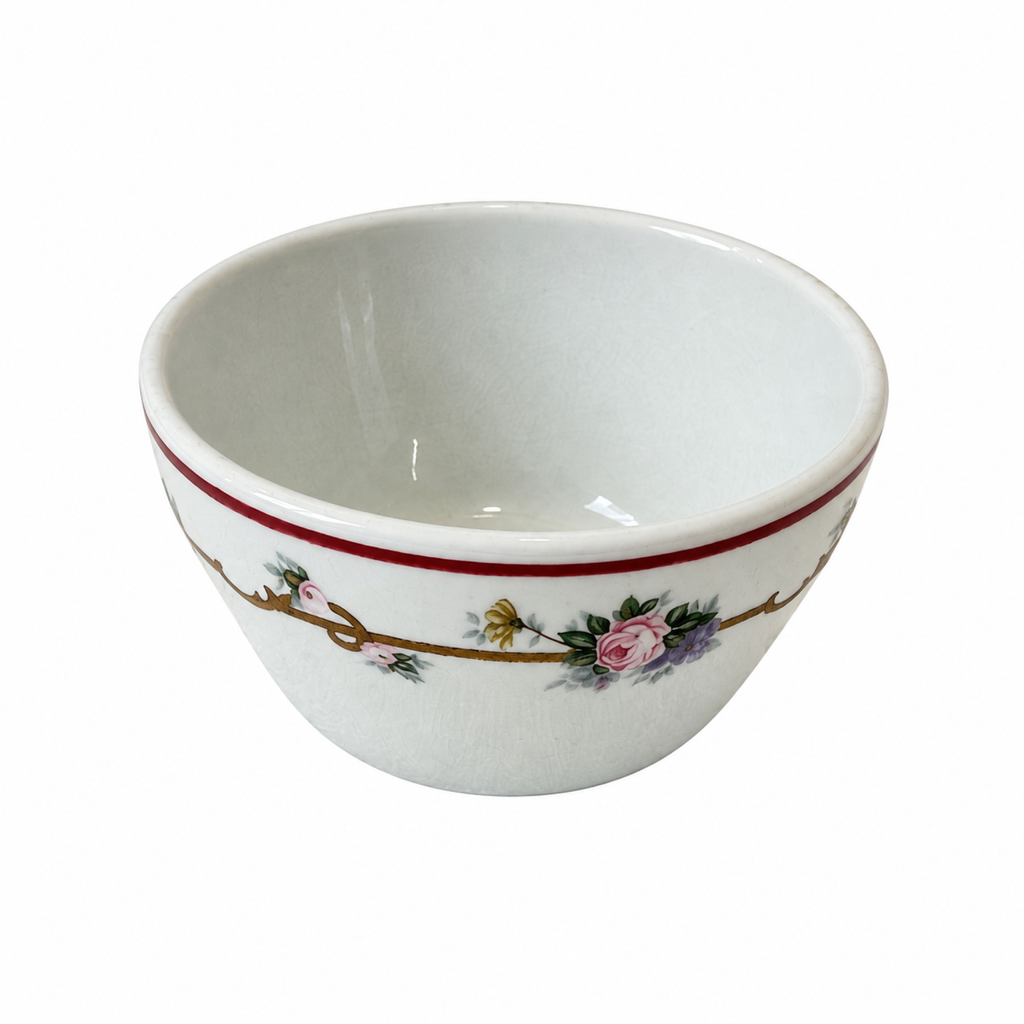 Set of Six Vintage Shenango China Angelique Bowls, Floral Design