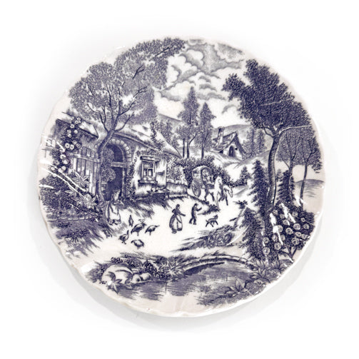 Blue and White Porcelain Plate Set