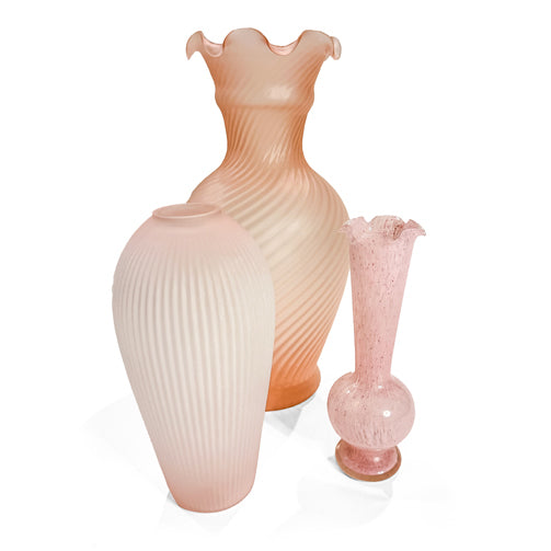 American Pink Art Glass Vases