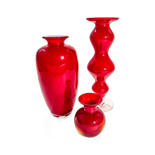 Red American Art Glass Vases