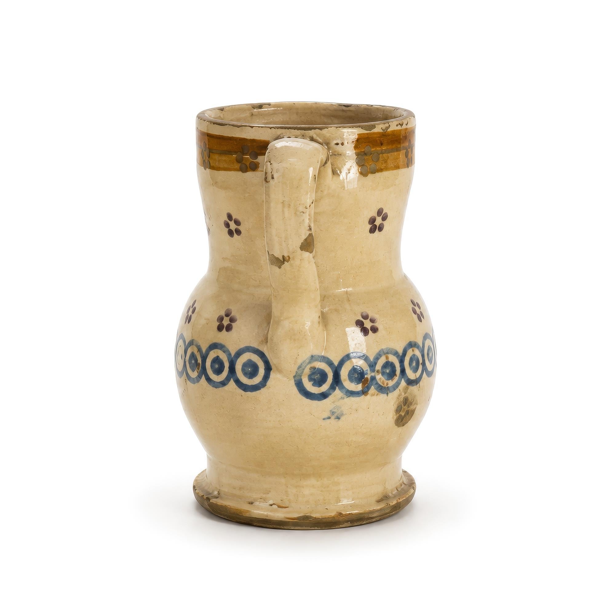 Hand-Painted Ceramic Jug with Floral Motifs, Southern Italy, 1880s — image 4
