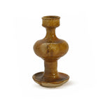 Antique Glazed Ceramic Oil Lamp, Ochre Finish, Southern Italy, 1880 — image 3