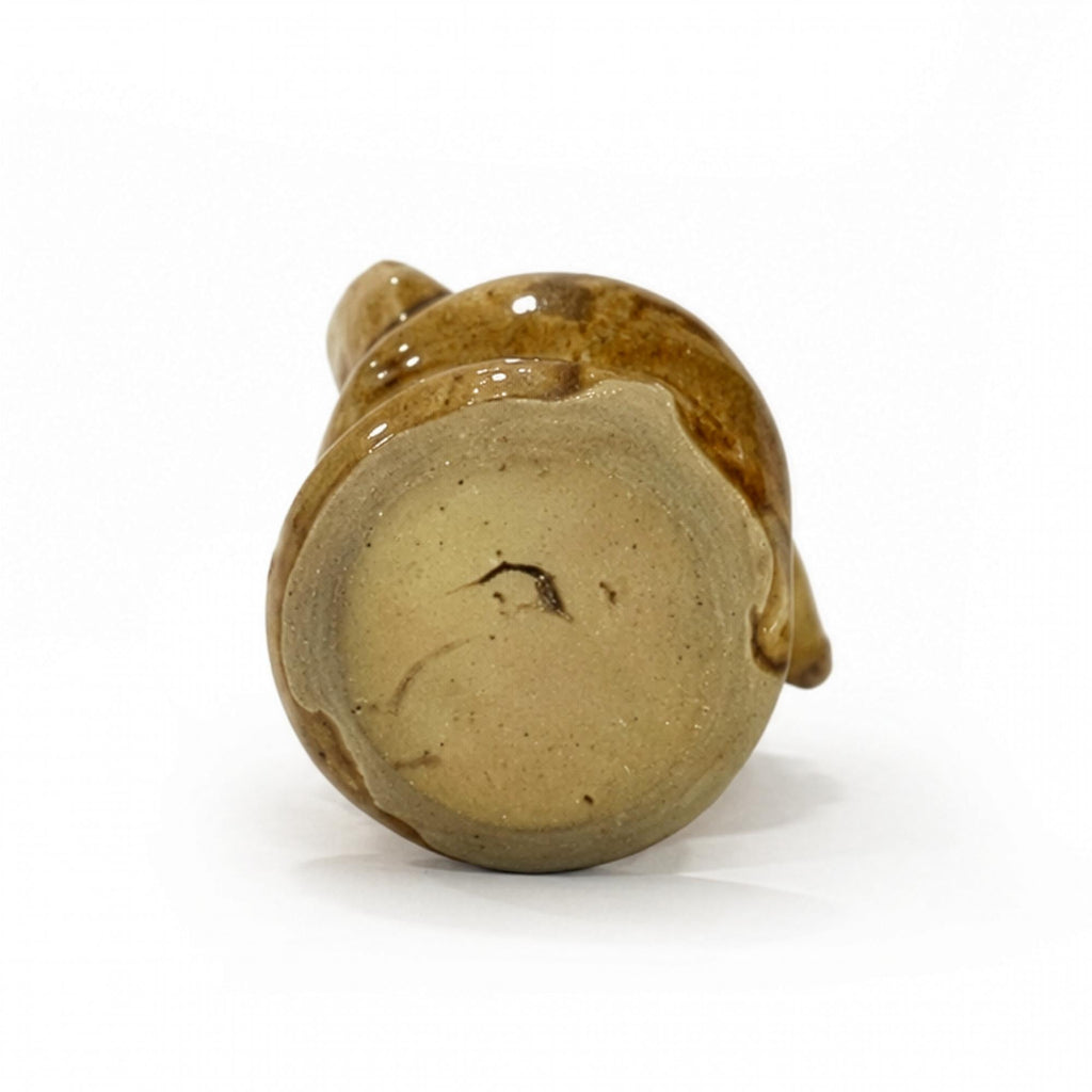 Antique Glazed Ceramic Oil Lamp, Ochre Finish, Southern Italy, 1880 — image 5