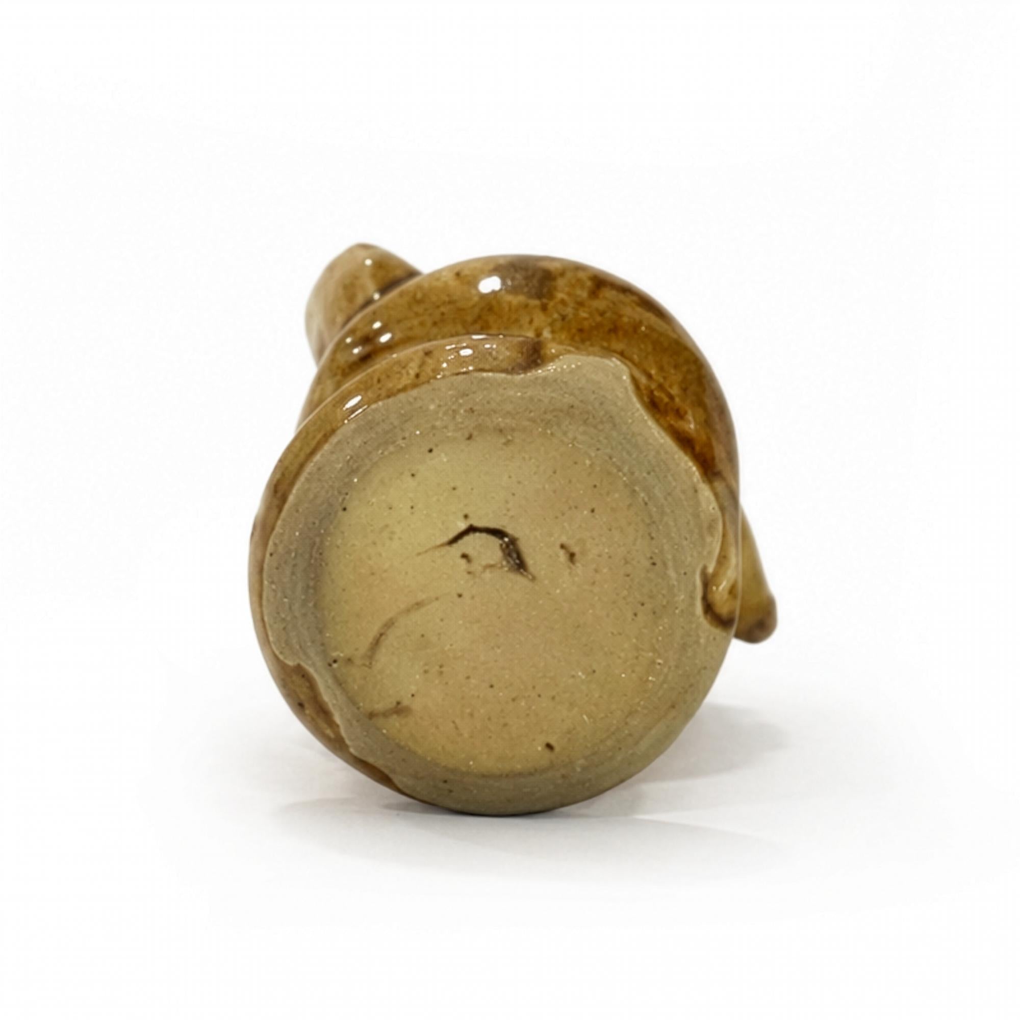 Antique Glazed Ceramic Oil Lamp, Ochre Finish, Southern Italy, 1880 — image 5