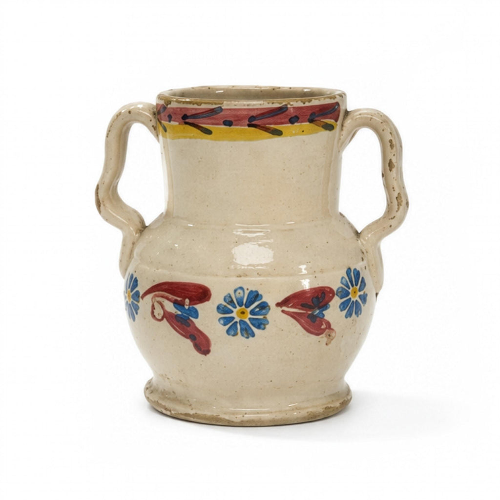 Hand-Thrown Terracotta Jug, Floral Motif, Antique from Puglia, 1880 — image 2