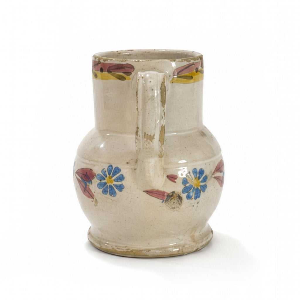 Hand-Thrown Terracotta Jug, Floral Motif, Antique from Puglia, 1880 — image 4