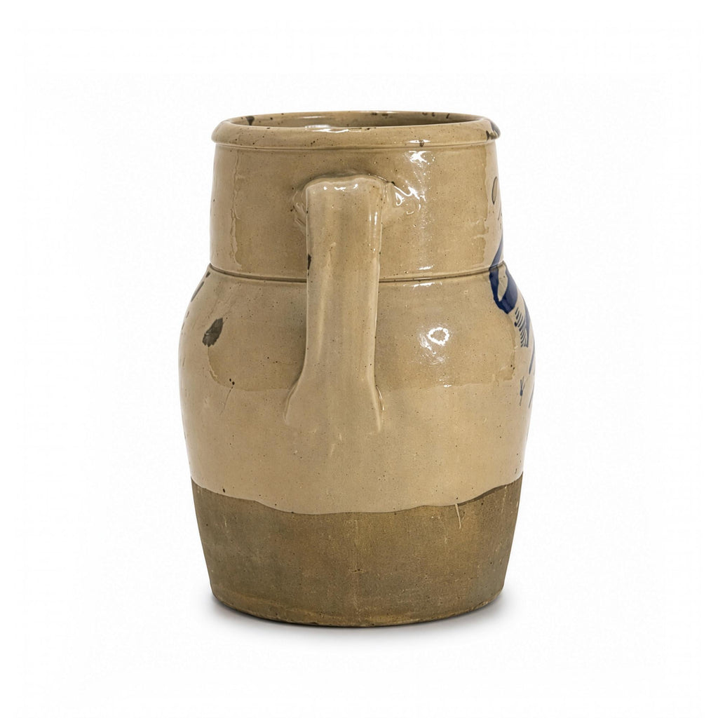 Antique Hand-Crafted Terracotta Jug, Cobalt Blue, Rustic Italy, 1880 — image 2