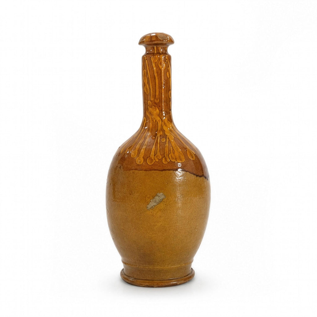 Hand-Thrown Terracotta Bottle, Distressed Glaze, Southern Italy, 1880 — image 2