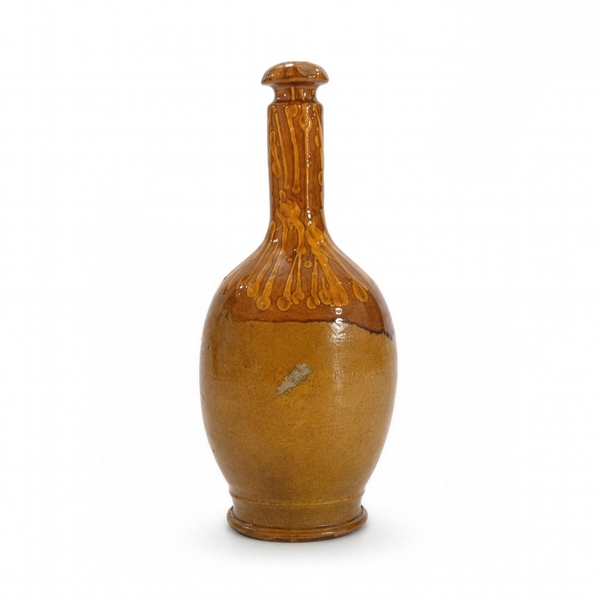 Hand-Thrown Terracotta Bottle, Distressed Glaze, Southern Italy, 1880 — image 2