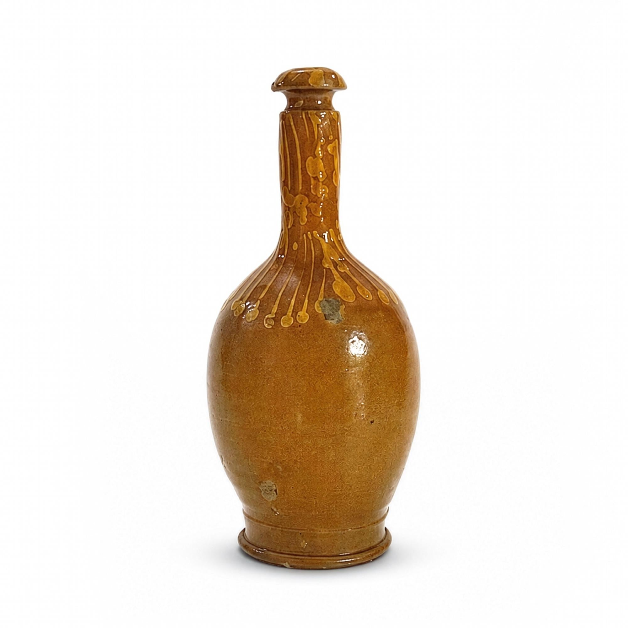 Hand-Thrown Terracotta Bottle, Distressed Glaze, Southern Italy, 1880 — image 3