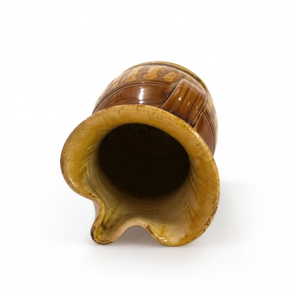 Glazed Terracotta Jug, Ochre Drip Decoration, Hand-Thrown, Italy, 1880 — image 7