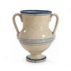 Antique Terracotta Amphora, Cream Glaze with Cobalt Blue, Puglia, 1880 — image 2