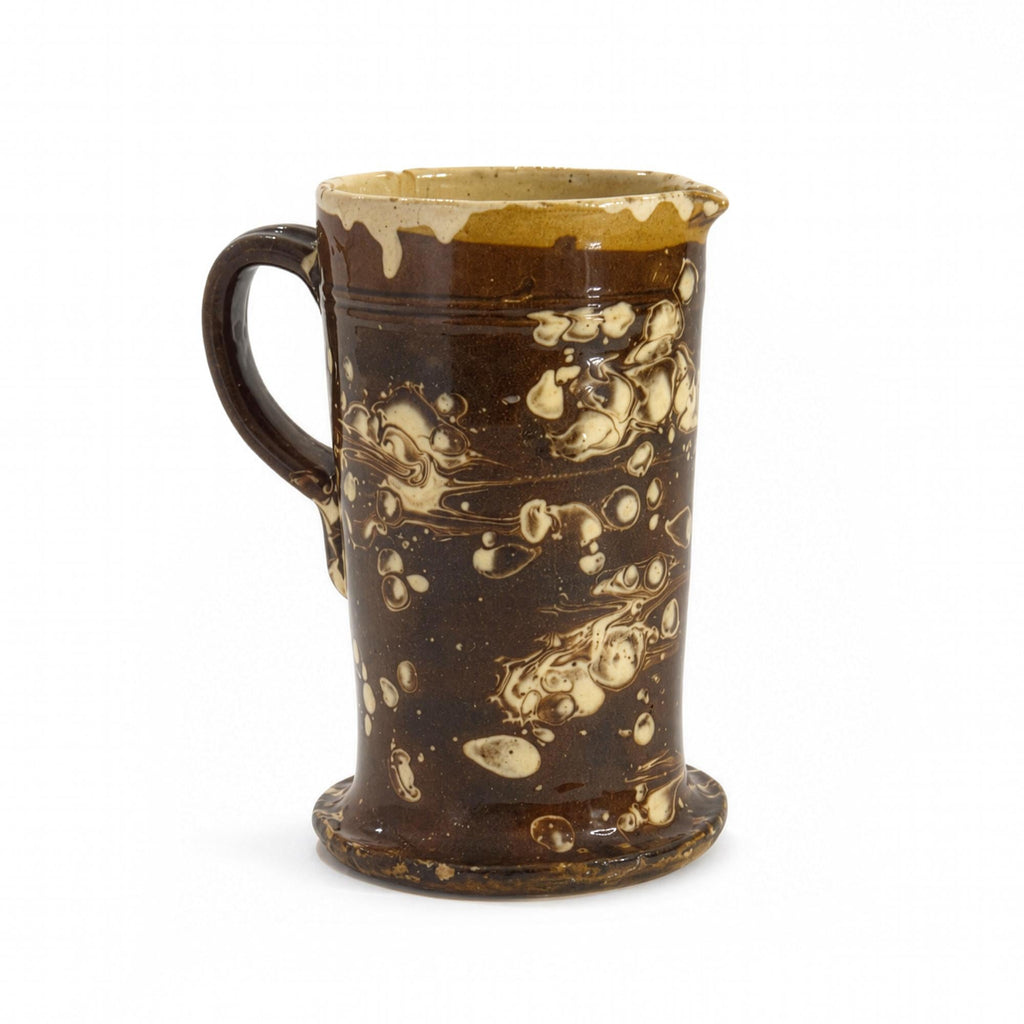 Puglian Glazed Terracotta Pitcher, Floral Decor, Antique, 19th Century — image 2