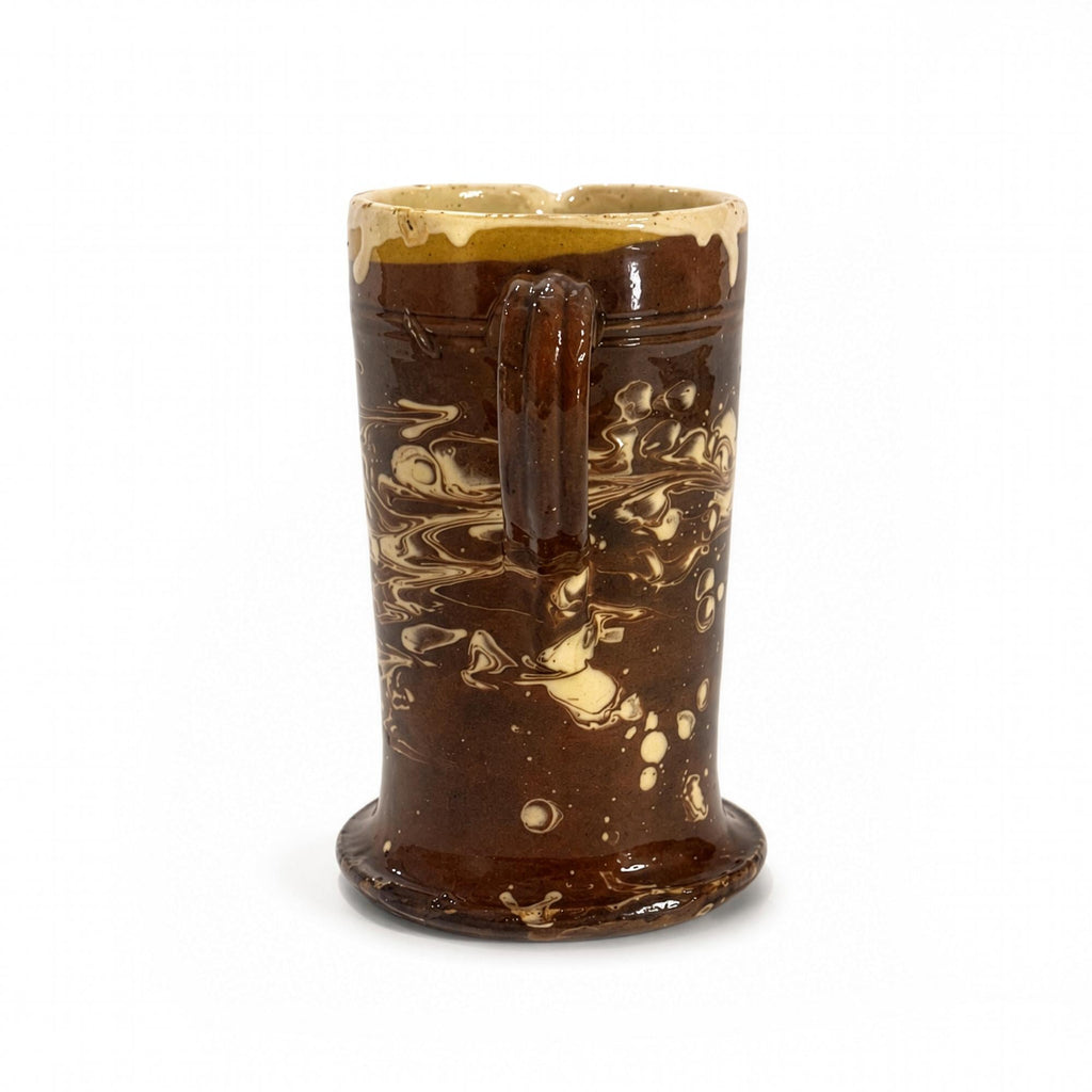 Puglian Glazed Terracotta Pitcher, Floral Decor, Antique, 19th Century — image 3