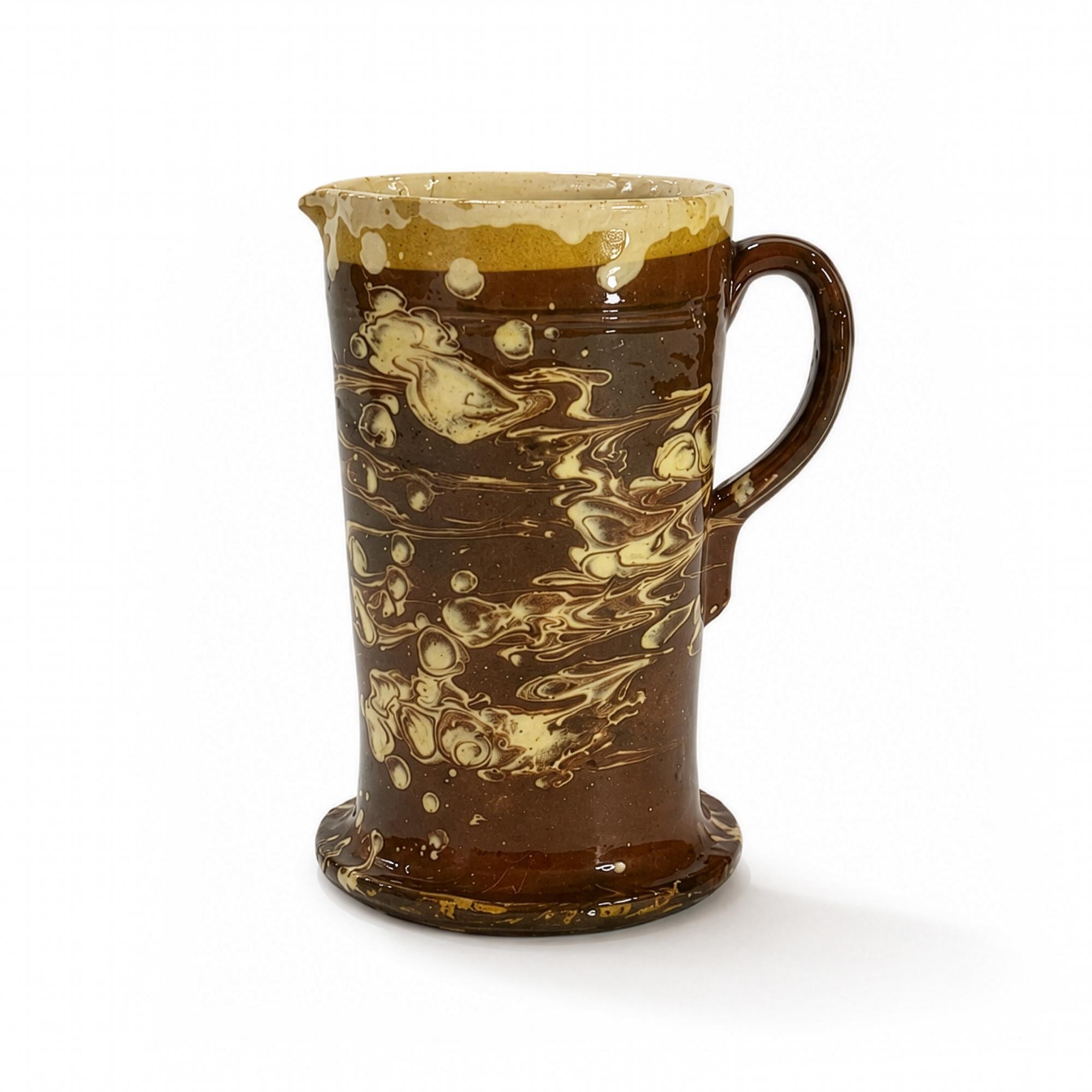 Puglian Glazed Terracotta Pitcher, Floral Decor, Antique, 19th Century — image 4