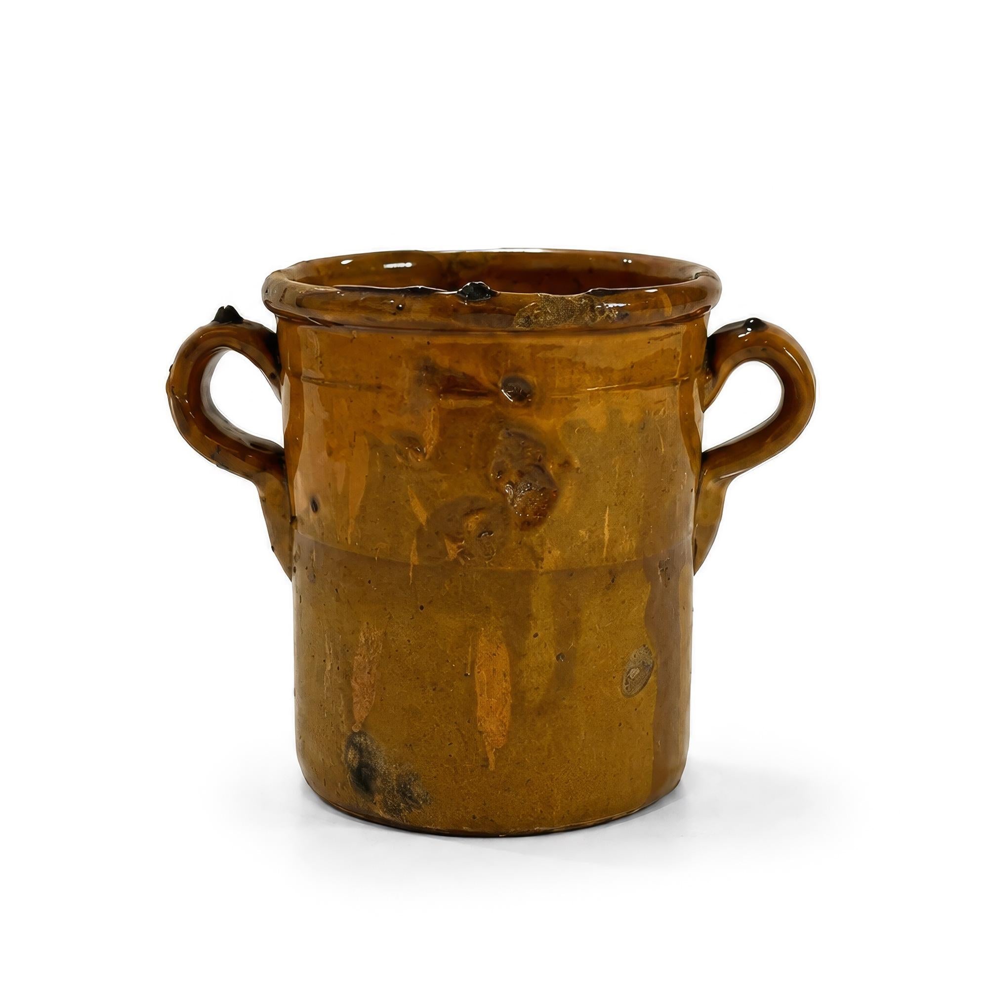 Antique Puglian Glazed Terracotta Preserve Jar with Twin Handles, 1880 — image 4