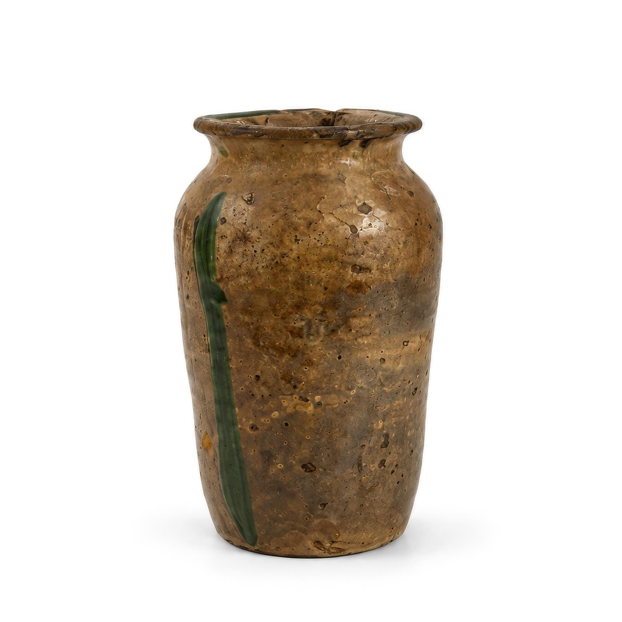 Antique 19th Century Calabrian Glazed Terracotta Amphora, Twin Handles — image 3