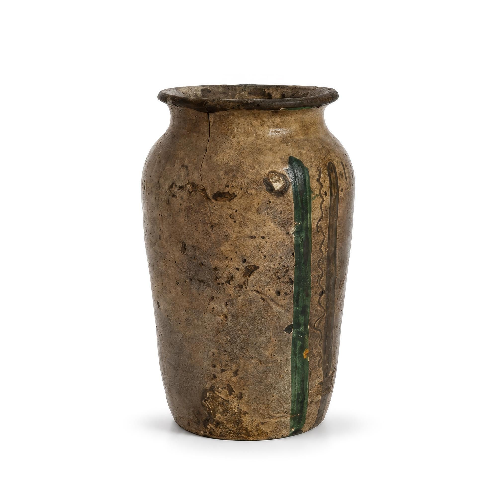 Antique 19th Century Calabrian Glazed Terracotta Amphora, Twin Handles — image 4