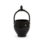 19th Century Puglian Black Glazed Terracotta Brazier with Arched Handle — image 2