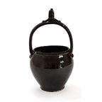 19th Century Puglian Black Glazed Terracotta Brazier with Arched Handle — image 4