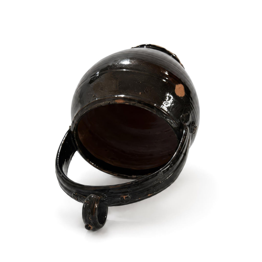 19th Century Puglian Black Glazed Terracotta Brazier with Arched Handle — image 7