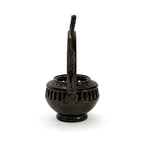 19th Century Antique Puglian Black Glazed Terracotta Hanging Brazier — image 4