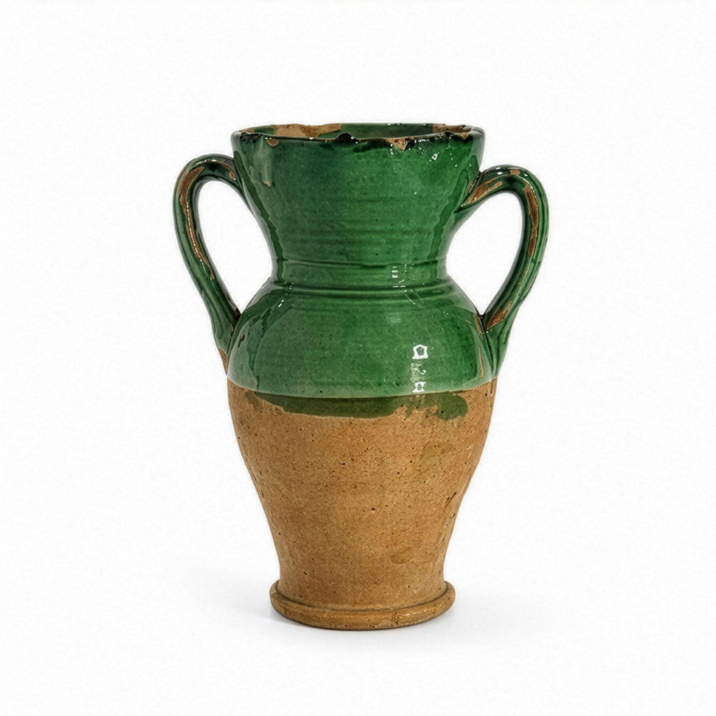 Antique Puglian Terracotta Amphora, Emerald Green Glaze, 19th Century — image 4