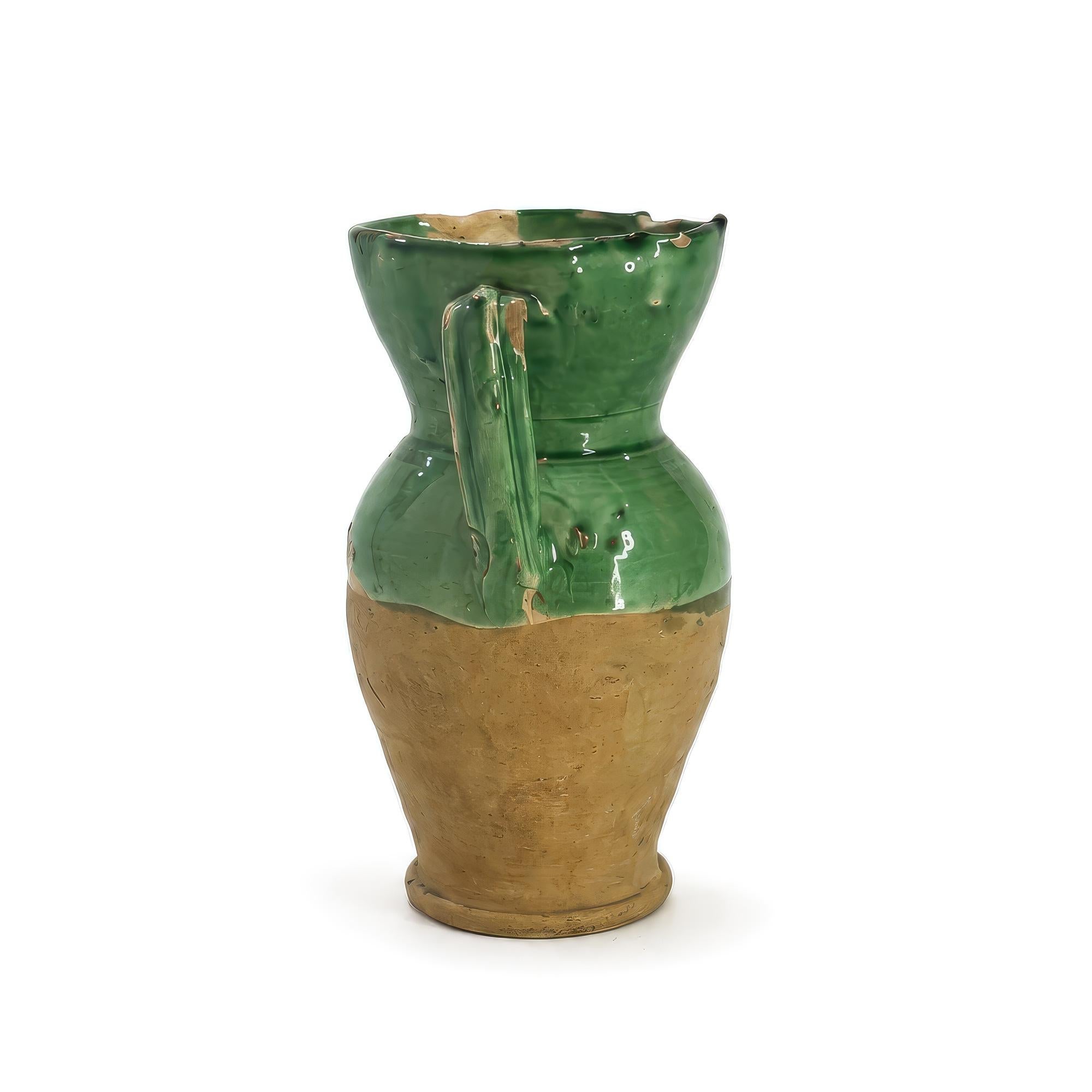 Antique Puglian Terracotta Amphora, Emerald Green Glaze, 19th Century — image 5