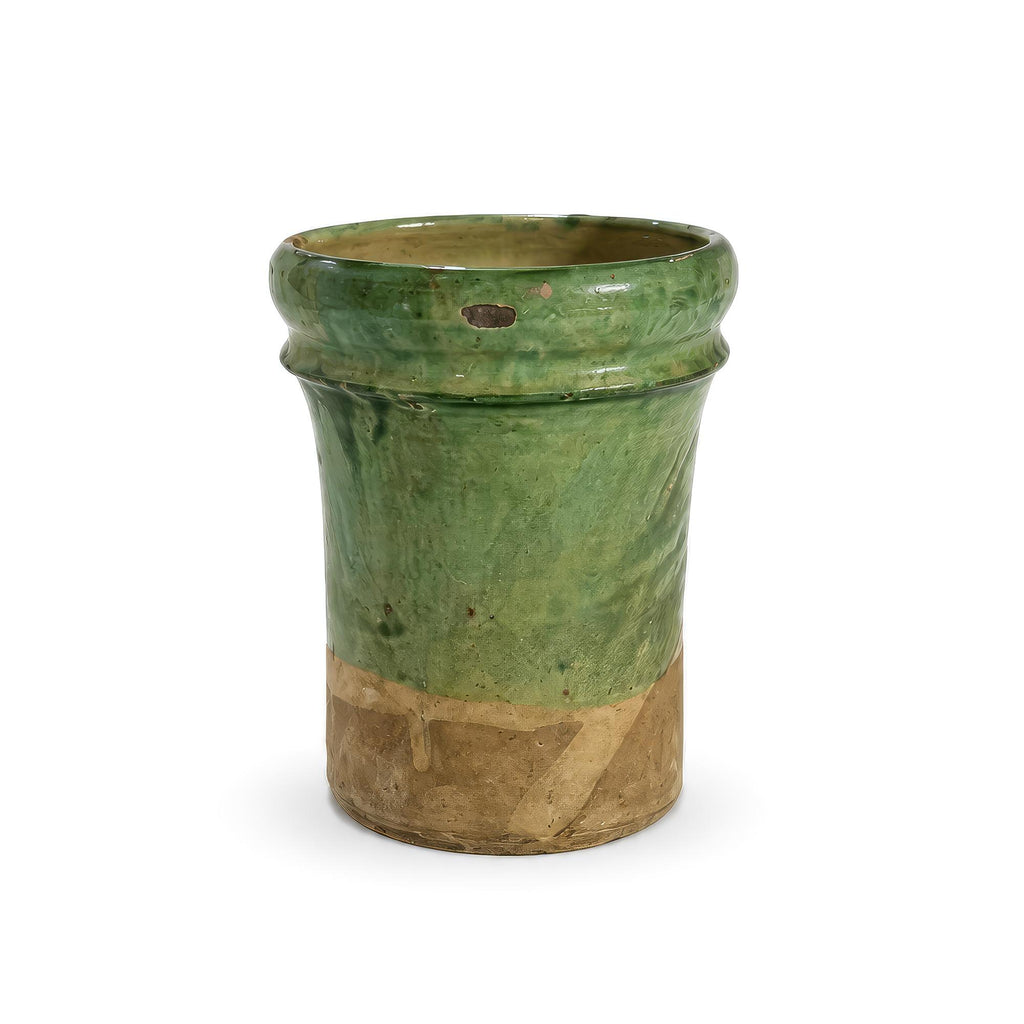 19th Century Antique Puglian Green Glazed Terracotta Preserve Vessel — image 2